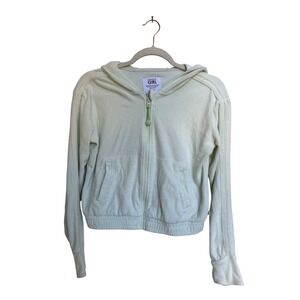 Athleta Girl Green Surf & Sand Full‎ Zip Up Hooded Jacket Terry Cloth Size XL/14